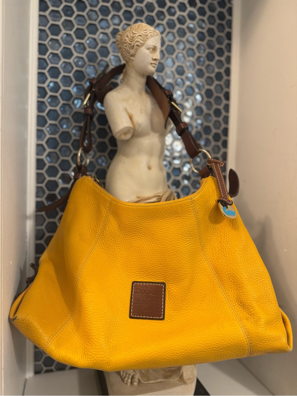 Dooney & Bourke Pebble Grain Leather Cooper Hobo Bag –Marigold Yellow #J6517874